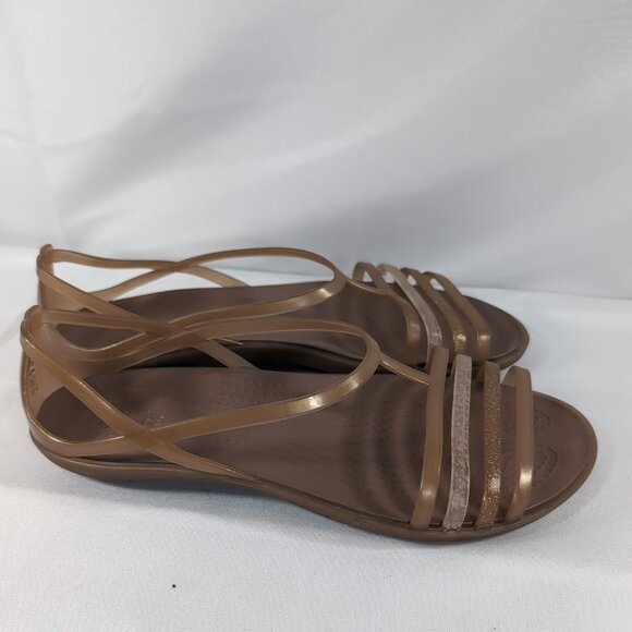 Crocs Isabella Jelly Flats 202465 Sandals Tan Gold Bronze Women's US 7 Strappy - Picture 5 of 16